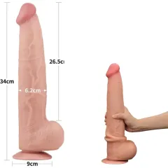 Lovetoy 34 Cm Çift Katmanlı Kayar Derili Dildo