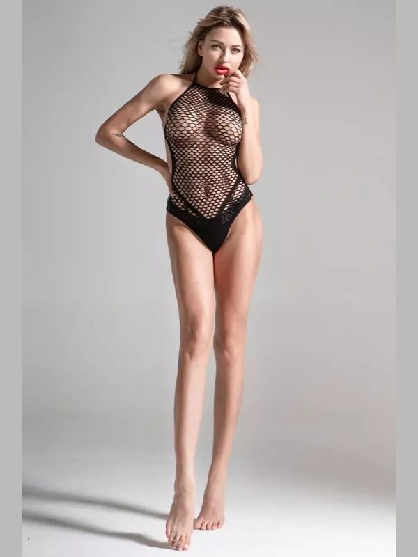 Kadın Siyah Fileli Seksi Babydoll