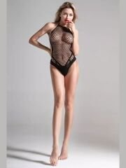 Kadın Siyah Fileli Seksi Babydoll