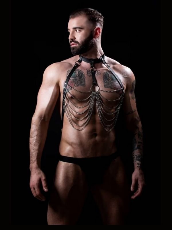 Zincir Detaylı Erkek Harness Model 4
