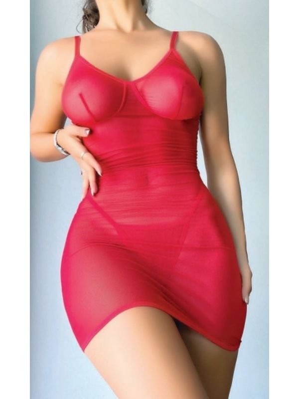 Arkası İp Detaylı Fantazi Çekici Mini Gecelik