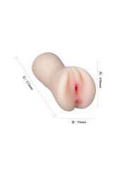 18 cm Çift Girişli Ten Rengi Anal ve Vajinal Mastürbatör | Gerçekçi Dokulu ve Konforlu