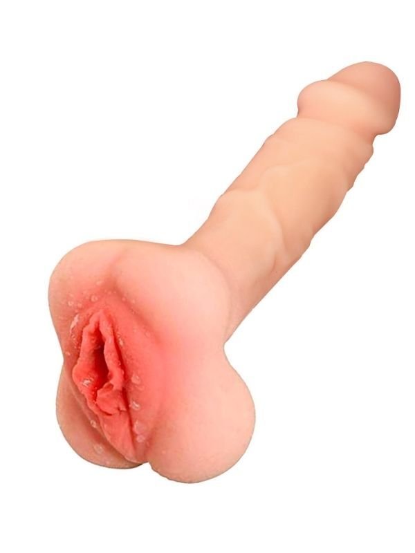 20 cm Dolgulu Realistik Penis Kılıfı – Vajina Girişli, Medikal Silikon | 724Haz