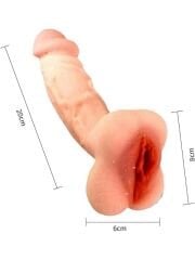 20 cm Dolgulu Realistik Penis Kılıfı – Vajina Girişli, Medikal Silikon
