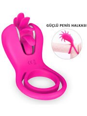 Wind Dönen Sihirli Dil Titreşimli Penis Halkası | 10 Mod & Su Geçirmez Silikon | 724Haz
