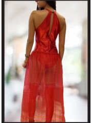 Kırmızı Deri Harness Fantezi Kostüm