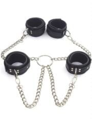 Siyah Deri El-Ayak Kelepçesi – Ayarlanabilir BDSM Seti | 724Haz