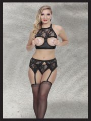 Göğüs bölgesi açık fantezi jartiyer takımı