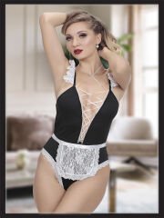 Siyah Dantel Detaylı Seksi Fantezi Hizmetçi Kostümü