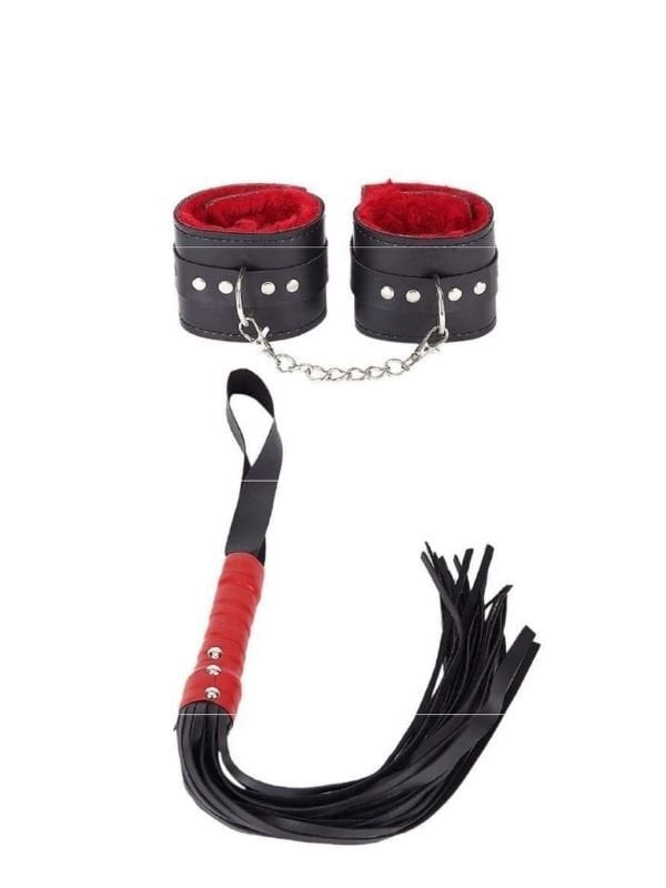 Siyah Kelepçe Kırbaç Set 1 – BDSM Aksesuar Kombin | 724Haz