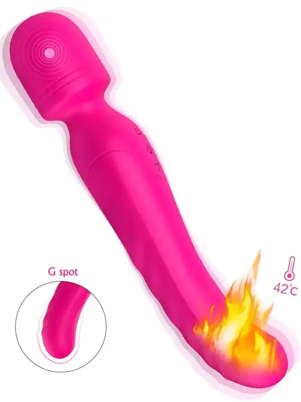 Isıtmalı Masaj Wand Çift Taraflı Vibratör 23 cm | Şarjlı, Su Geçirmez