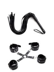 Siyah Kelepçe Kırbaç Set 1 – El-Ayak Kelepçeli BDSM Set | 724Haz