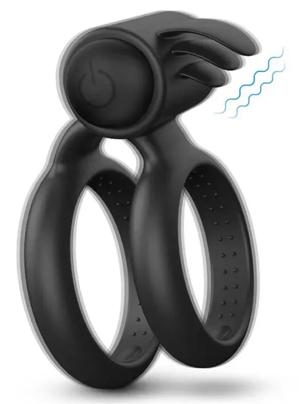 Klitoris Uyarıcılı Çift Halkalı Titreşimli Penis Halkası | Çift Haz & USB