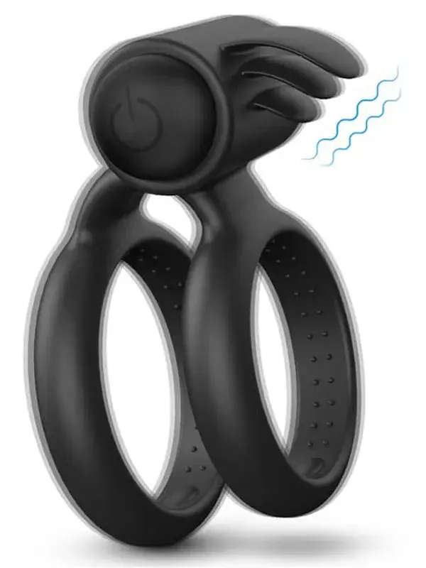 Klitoris Uyarıcılı Çift Halkalı Titreşimli Penis Halkası | Çift Haz & USB