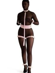 Pembe Fantezi Köle Seti - Esaret Kelepçeli Seksi Fantezi Kostüm