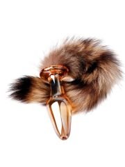 Tilki Kuyruklu Cam Anal Plug – 11 cm | Şeffaf Cam & Sevimli Tilki Kuyruk | 724Haz