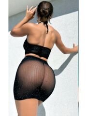 Kadın Siyah Taşlı Fantezi Sütyen Etek Takım No:51