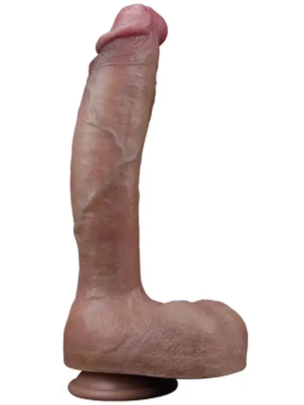 Çift Katmanlı Platin Silikon Gerçekçi Dildo - 27 cm Ten Rengi
